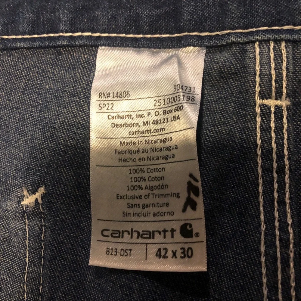 Carhartt Mens 42X30 Loose Original Fit Work Dungaree Jean B13-DST Irregular - Picture 8 of 13
